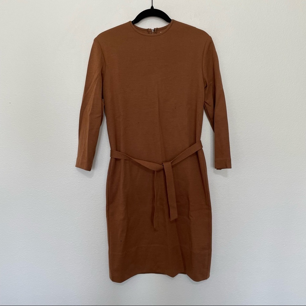 Vintage Mia brown shift tie dress has many moth holes sz.9/10 short length